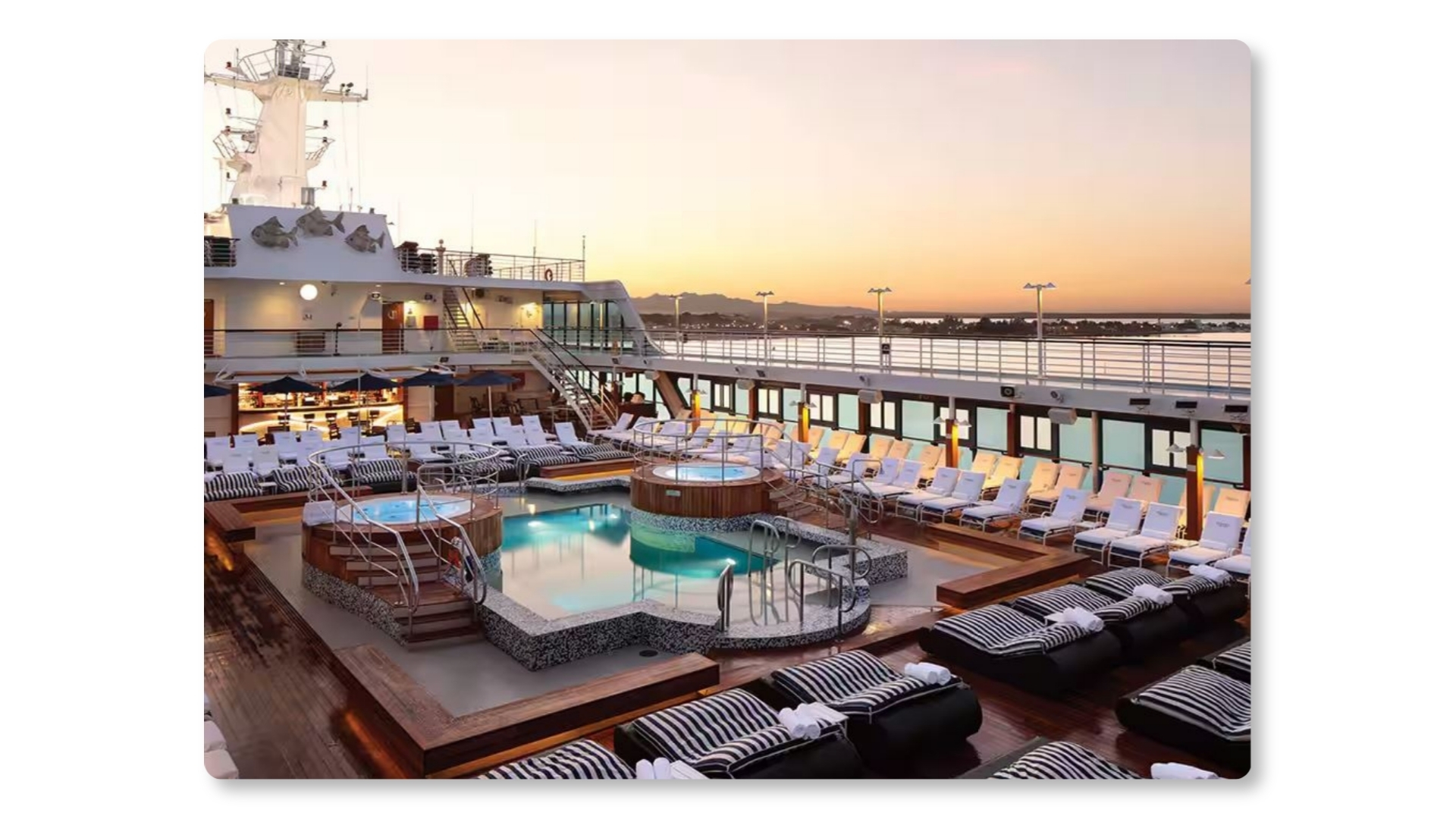 oceania cruise ship exterior with swimming pool